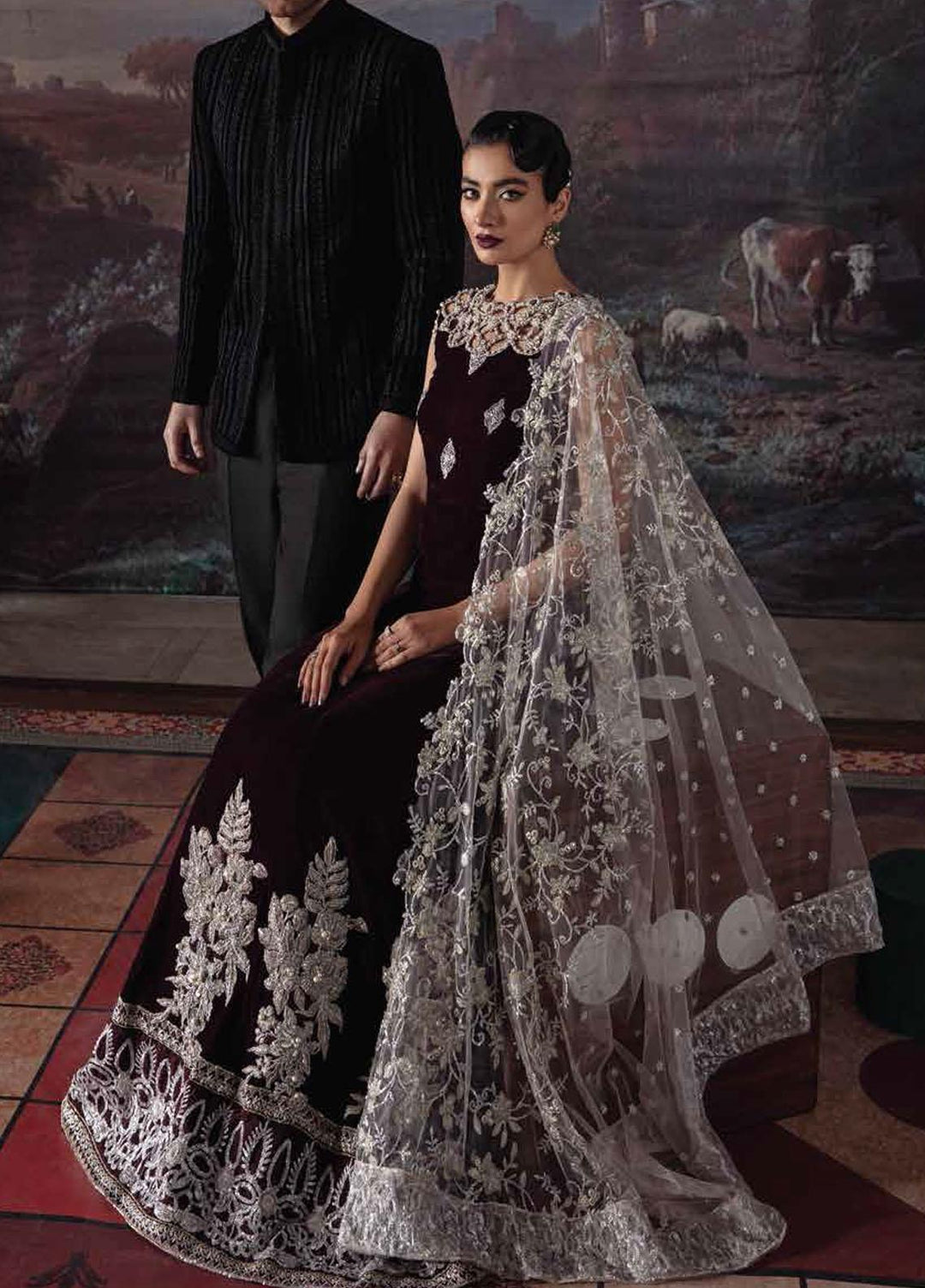 Tehzeeb By Mushq Embroidered Velvet Suits Unstitched 3 Piece MQ21T MV21-08 Ayleen - Luxury Collection