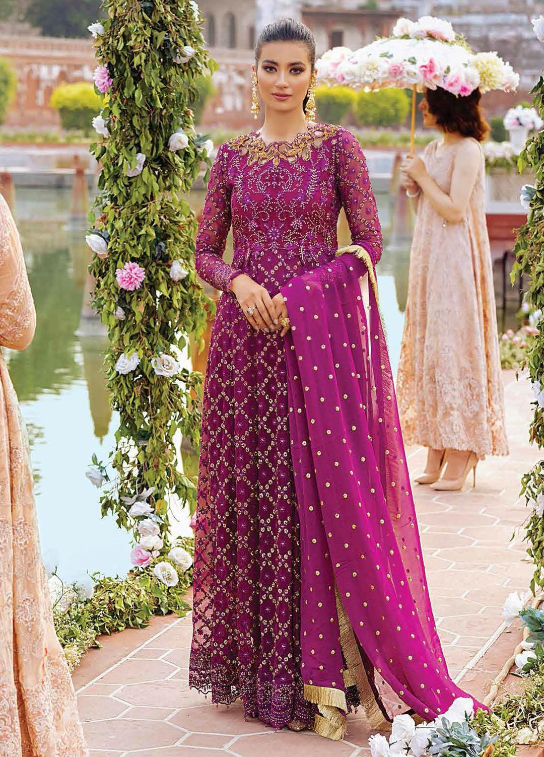 Mushq Embroidered Chiffon Suits Unstitched 3 Piece MQ21TK SDL21-07 GULAAB - Luxury Collection