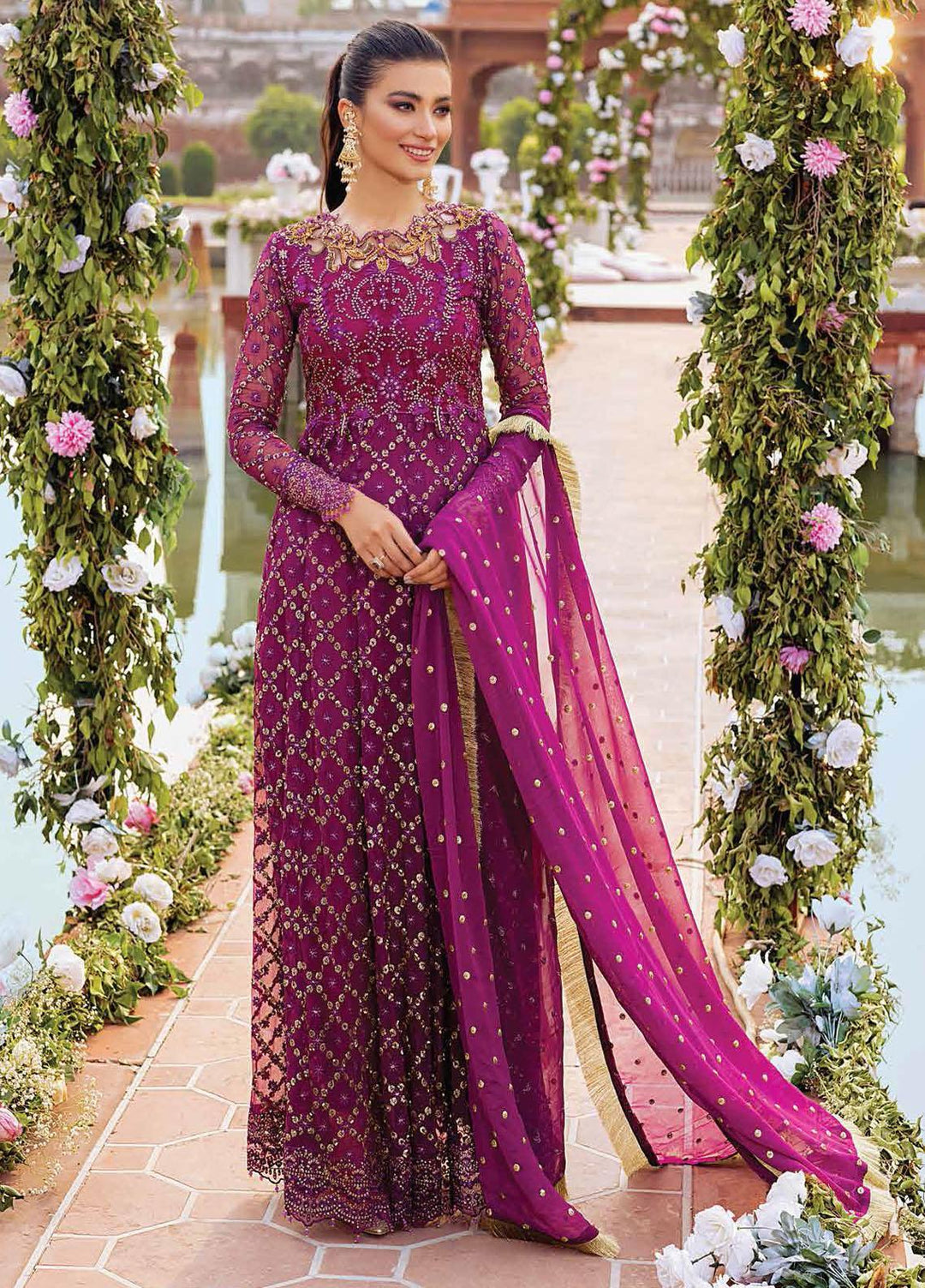 Mushq Embroidered Chiffon Suits Unstitched 3 Piece MQ21TK SDL21-07 GULAAB - Luxury Collection