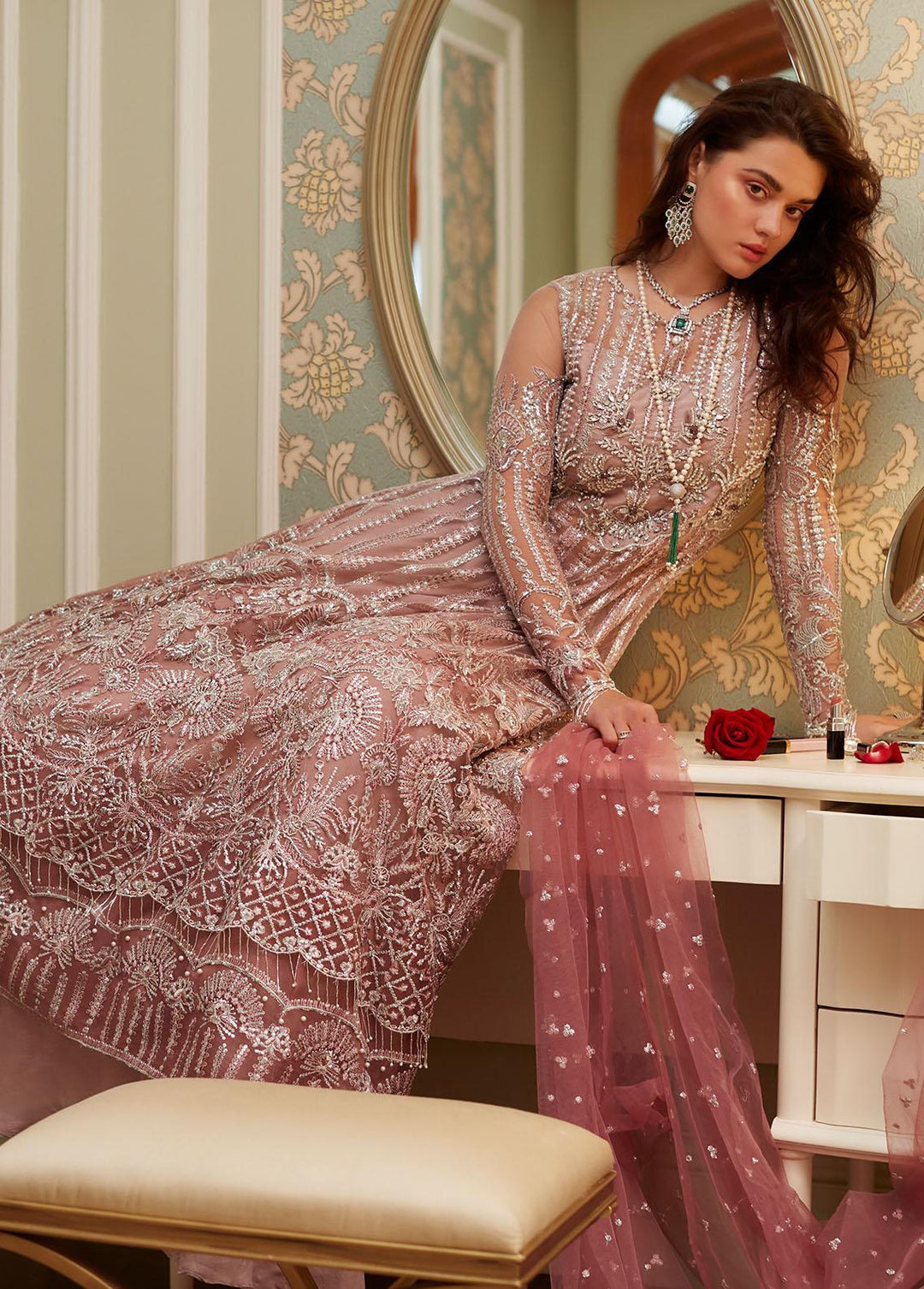 Amour By Mushq Embroidered  Suits Unstitched 4 Piece MQ23WD TDL23-03 Violet - Wedding Collection