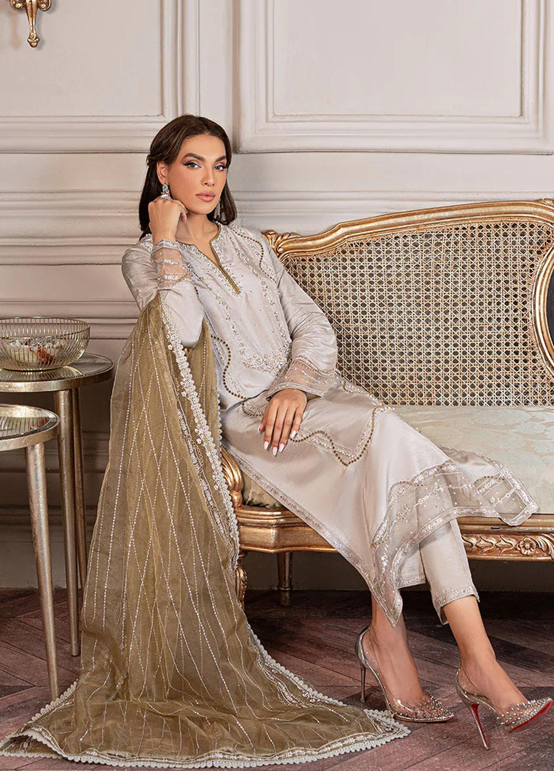 Mushq Ready to Wear  Raw Silk 3 Piece Dress MQ22VR ELISE SP22-01