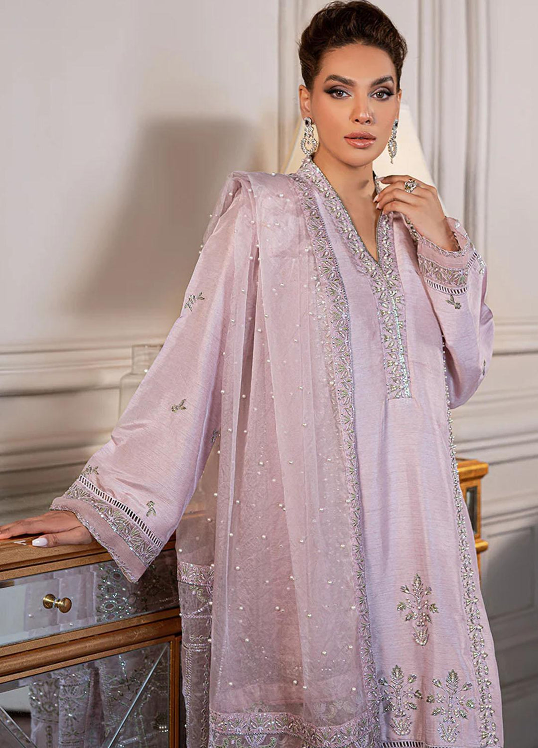 Mushq Ready to Wear  Raw Silk 3 Piece Dress MQ22VR REVERIE SP22-04