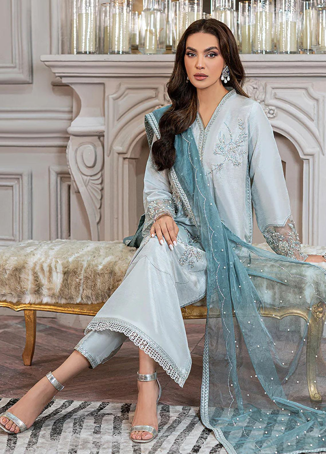 Mushq Ready to Wear  Raw Silk 3 Piece Dress MQ22VR CRYSTALLINE SP22-05