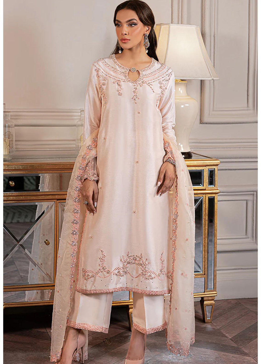 Mushq Ready to Wear  Raw Silk 3 Piece Dress MQ22VR THISTLE SP22-06
