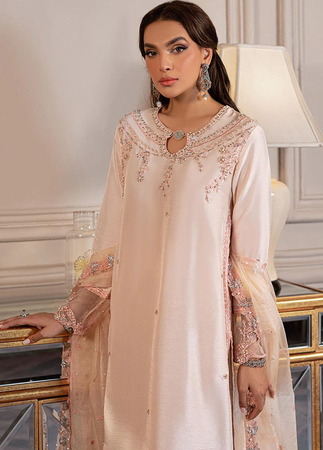 Mushq Ready to Wear  Raw Silk 3 Piece Dress MQ22VR THISTLE SP22-06