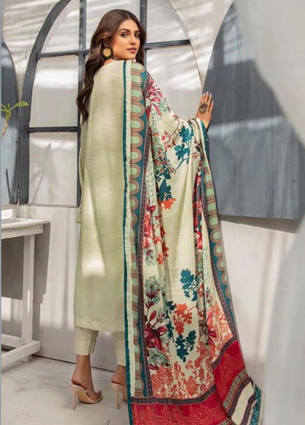 Muskaan by Riaz Arts Embroidered Leather Peach Suits Unstitched 3 Piece RA21MK D-01 - Winter Collection