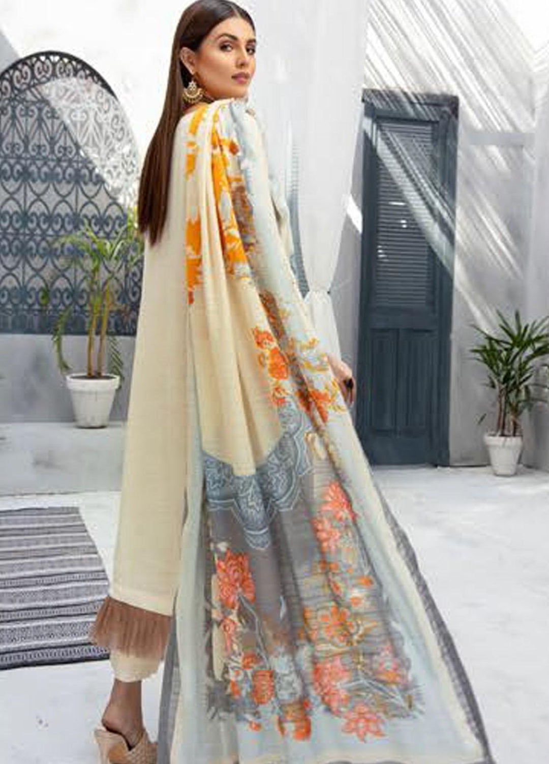 Muskaan by Riaz Arts Embroidered Leather Peach Suits Unstitched 3 Piece RA21MK D-02 - Winter Collection