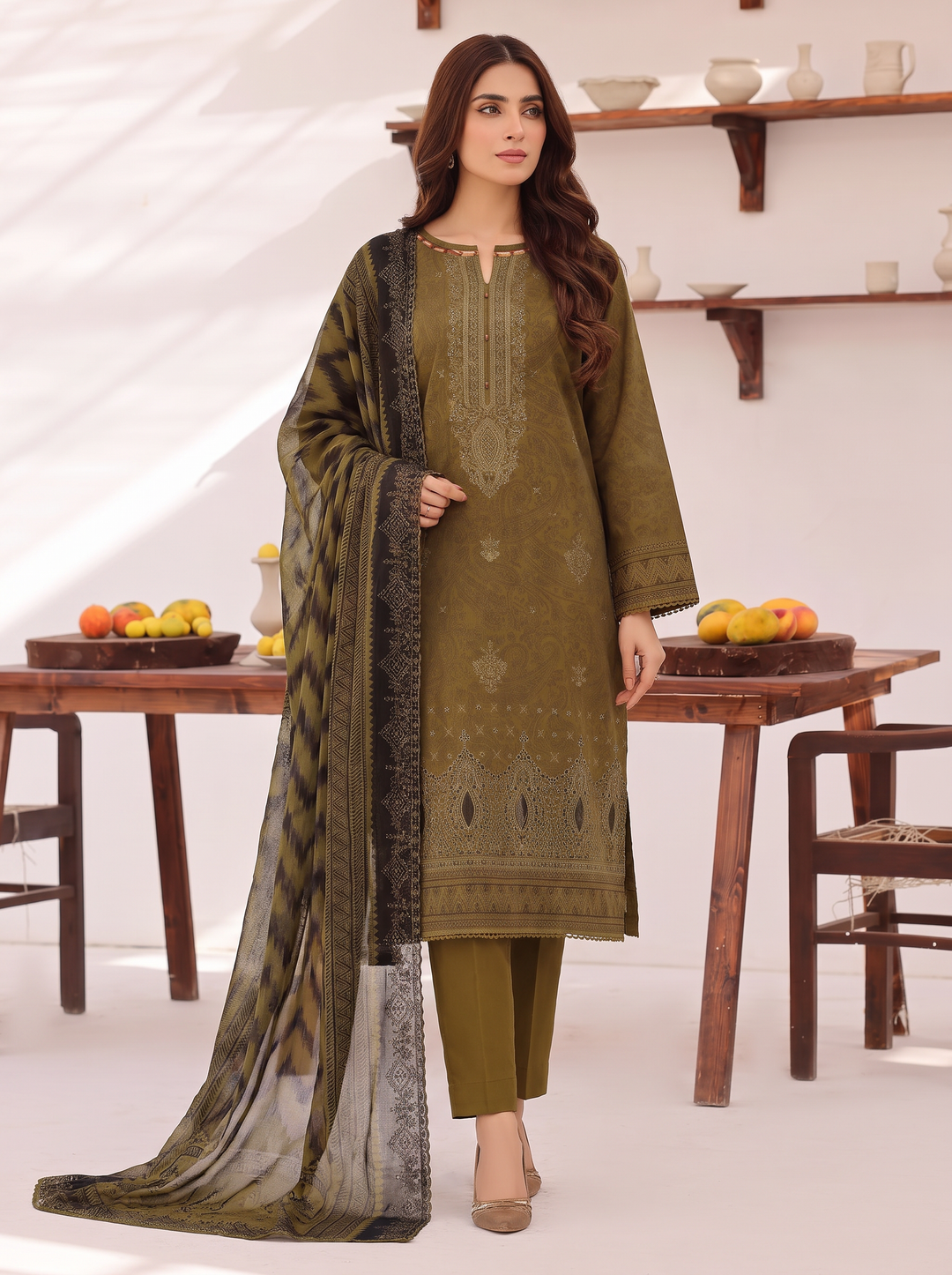 Premium Venice by HZ Textiles Unstitched Embroidered Lawn Cotton 3 Piece Suit PVE-3117 Casual Collection