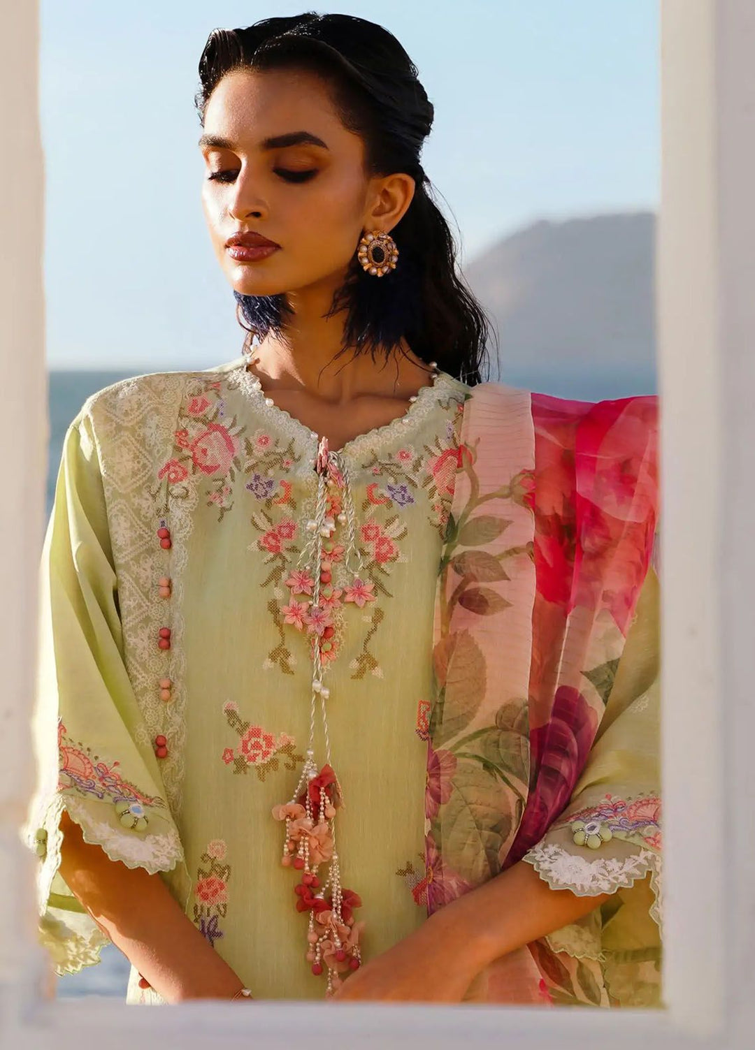 Muzlin By Sana Safinaz Embroidered Chambray Suits Unstitched 3 Piece SS24MZ 16B - Spring Summer Collection