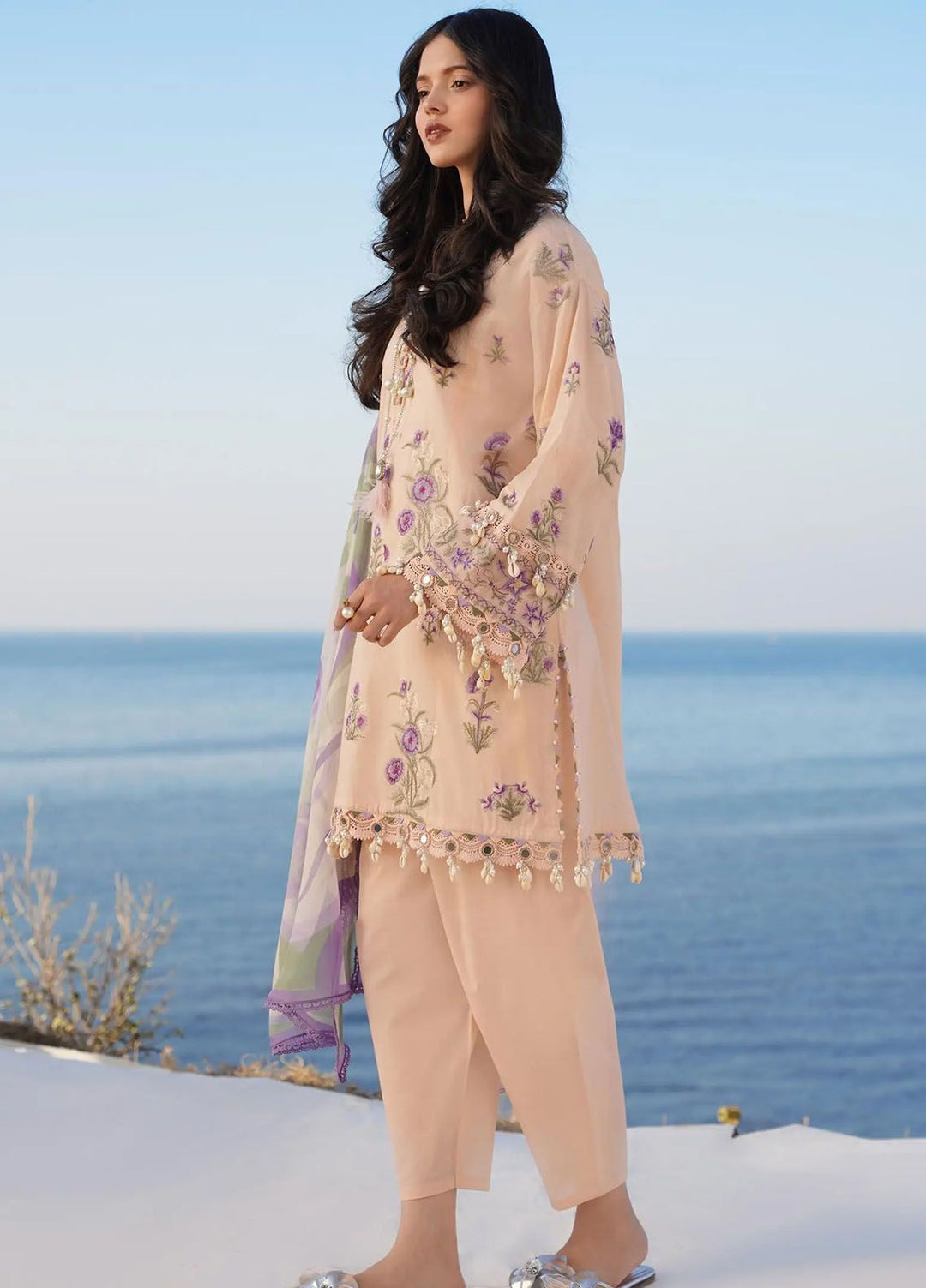 Muzlin By Sana Safinaz Embroidered Lawn Suits Unstitched 3 Piece SS24MZ 10B - Spring Summer Collection