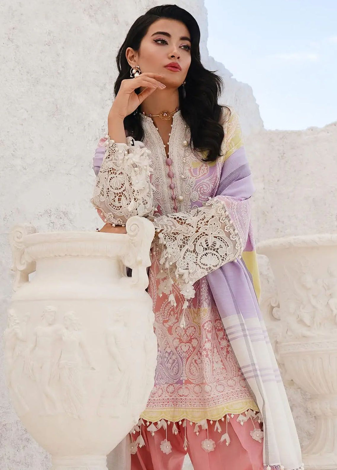 Muzlin By Sana Safinaz Embroidered Lawn Suits Unstitched 3 Piece SS24MZ 15A - Spring Summer Collection