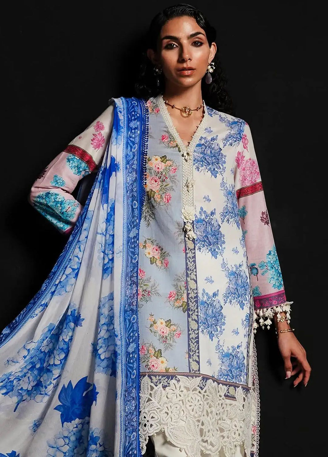 Muzlin By Sana Safinaz Embroidered Lawn Suits Unstitched 3 Piece SS24MZ 3A - Spring Summer Collection