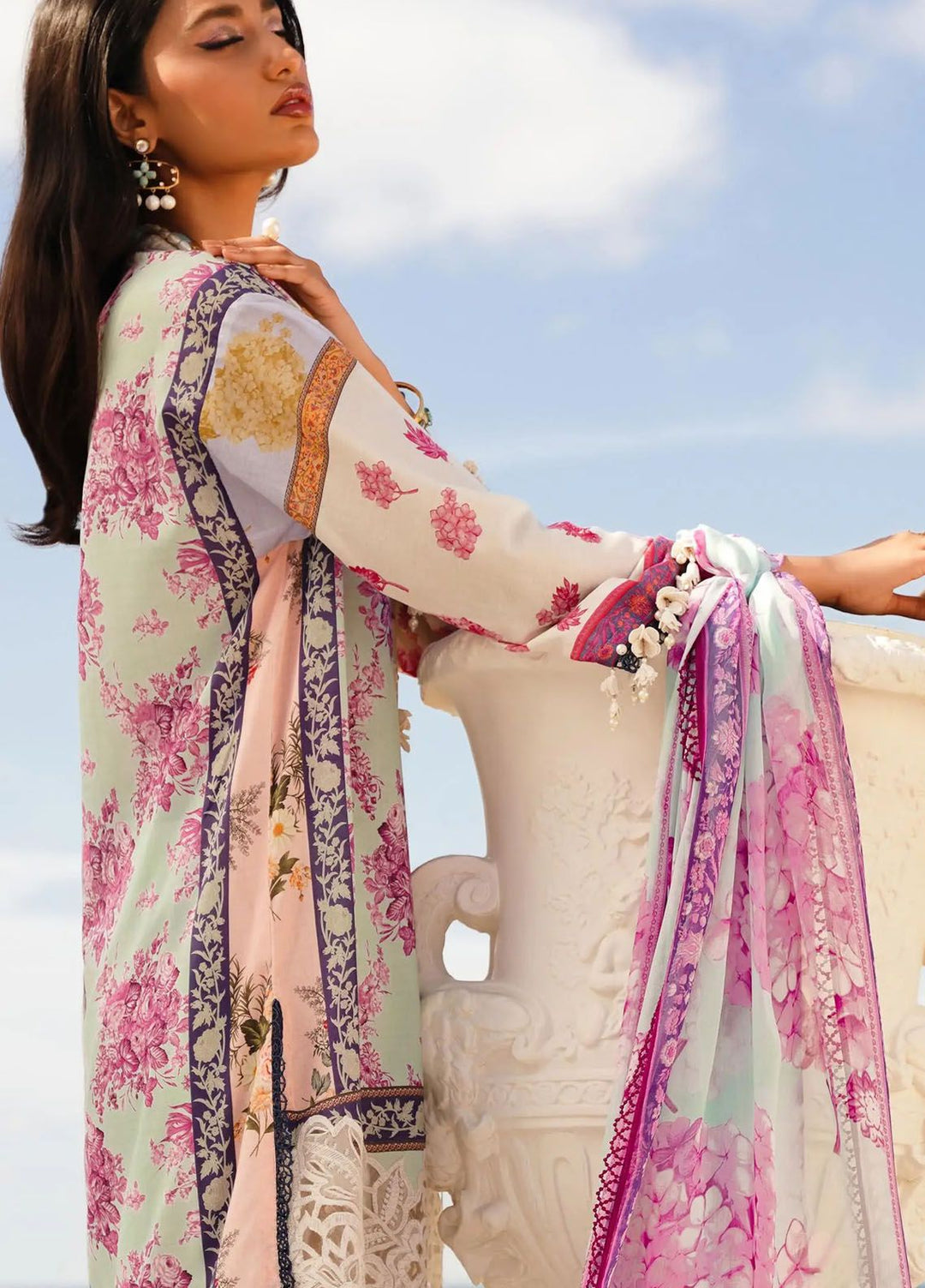 Muzlin By Sana Safinaz Embroidered Lawn Suits Unstitched 3 Piece SS24MZ 3B - Spring Summer Collection