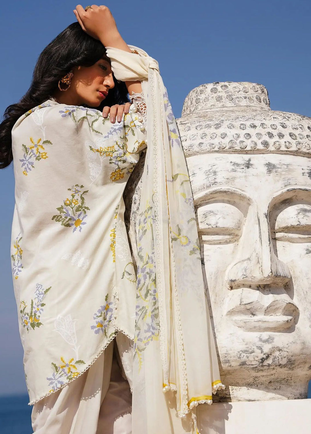 Muzlin By Sana Safinaz Embroidered Lawn Suits Unstitched 3 Piece SS24MZ 6A - Spring Summer Collection