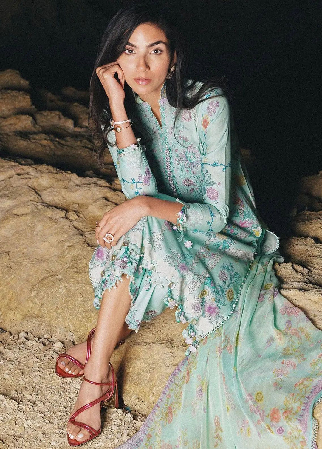 Muzlin By Sana Safinaz Embroidered Lawn Suits Unstitched 3 Piece SS24MZ 8B - Spring Summer Collection