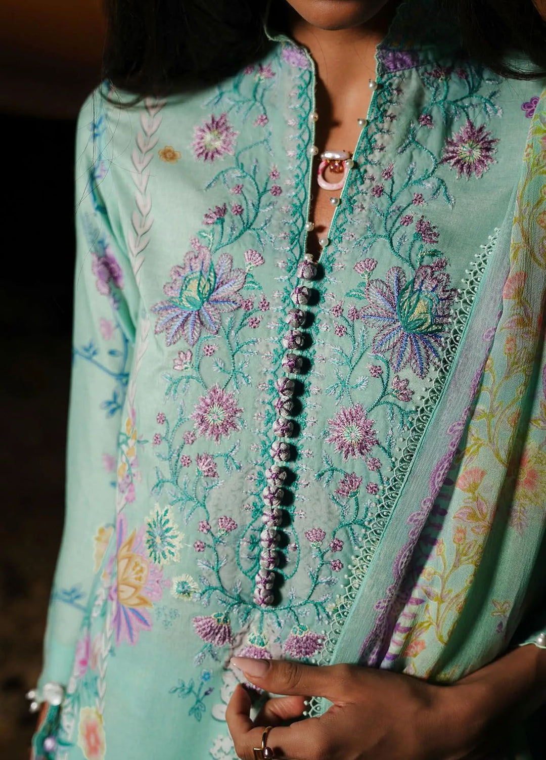 Muzlin By Sana Safinaz Embroidered Lawn Suits Unstitched 3 Piece SS24MZ 8B - Spring Summer Collection