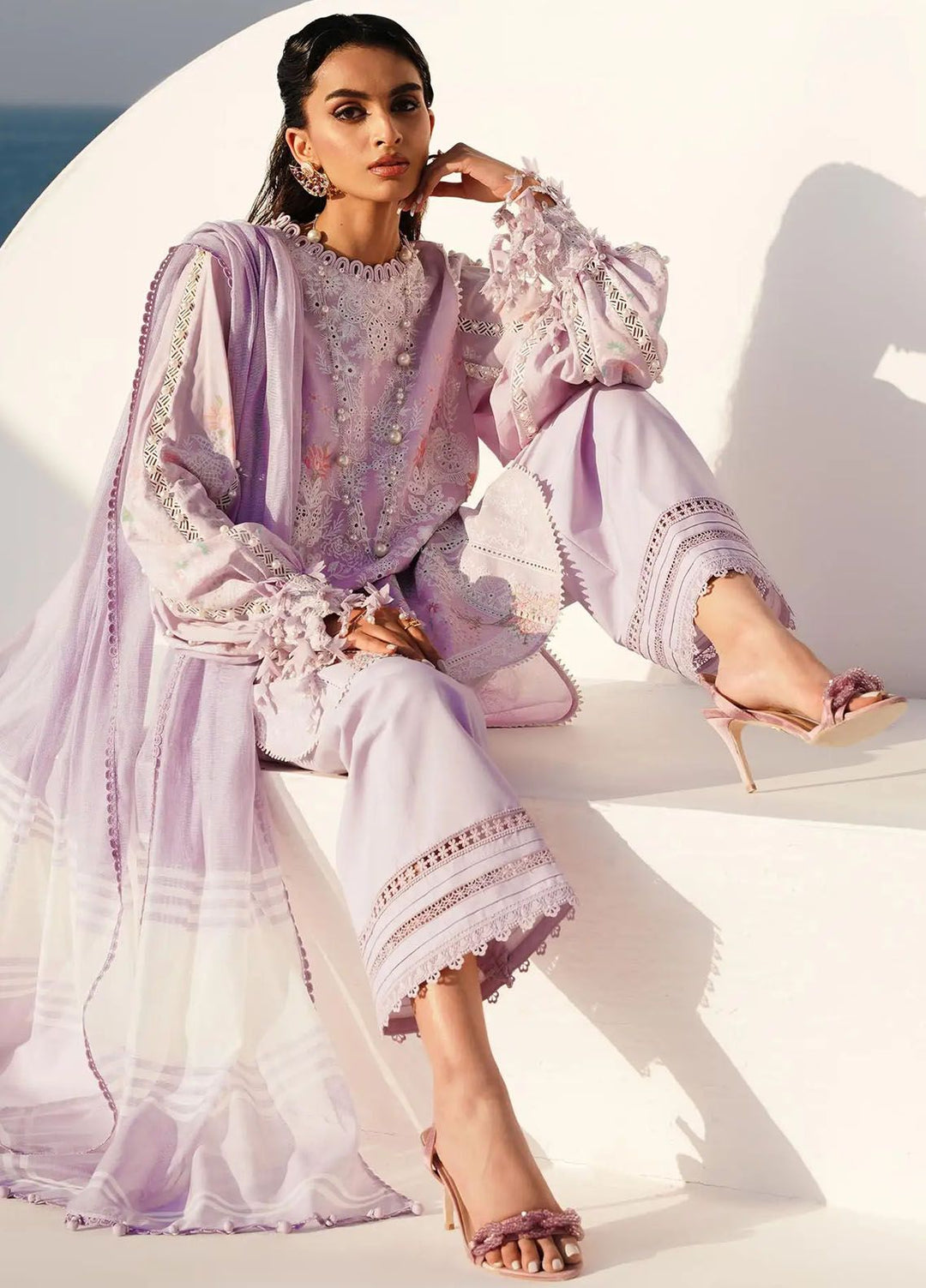 Muzlin By Sana Safinaz Embroidered Lawn Suits Unstitched 3 Piece SS24MZ 9B - Spring Summer Collection