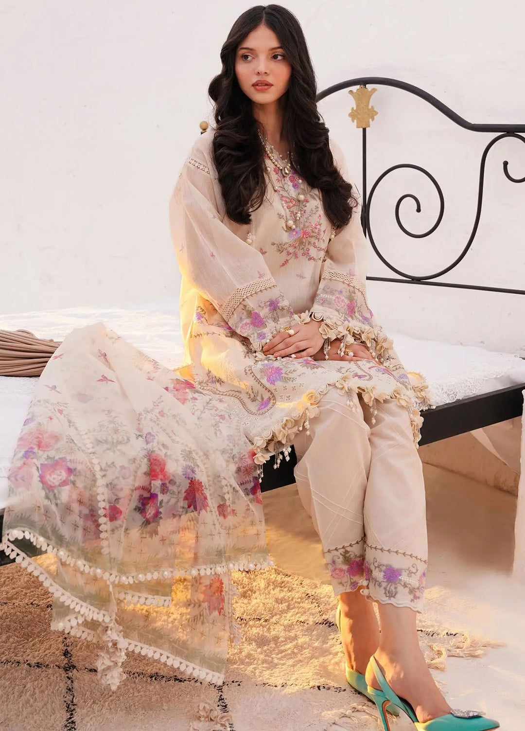 Muzlin By Sana Safinaz Embroidered Net Suits Unstitched 3 Piece SS24MZ 5A - Spring Summer Collection