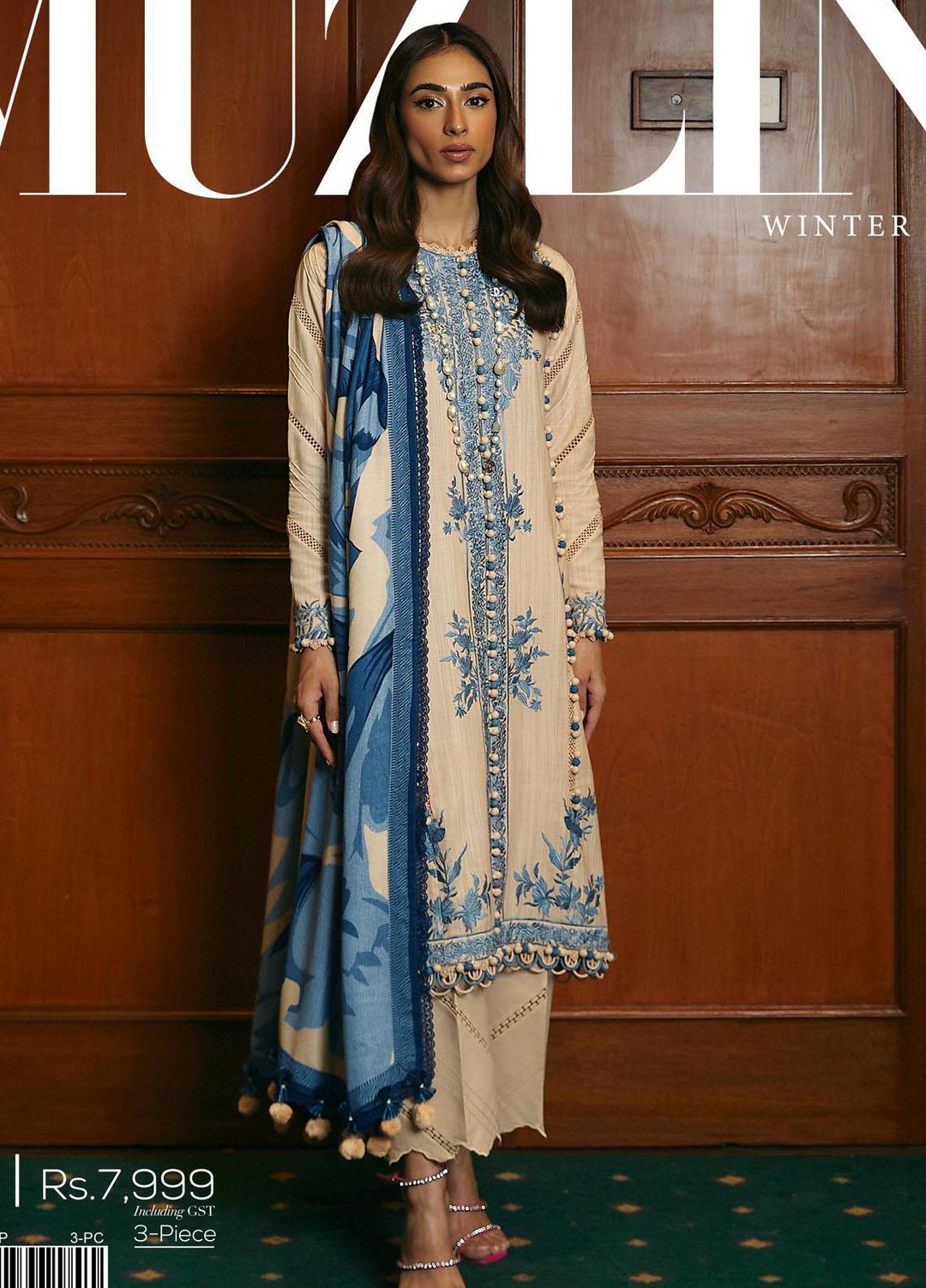 Muzlin By Sana Safinaz Embroidered Slub Suits Unstitched 3 Piece SS23MZ-V3 11B - Winter Collection
