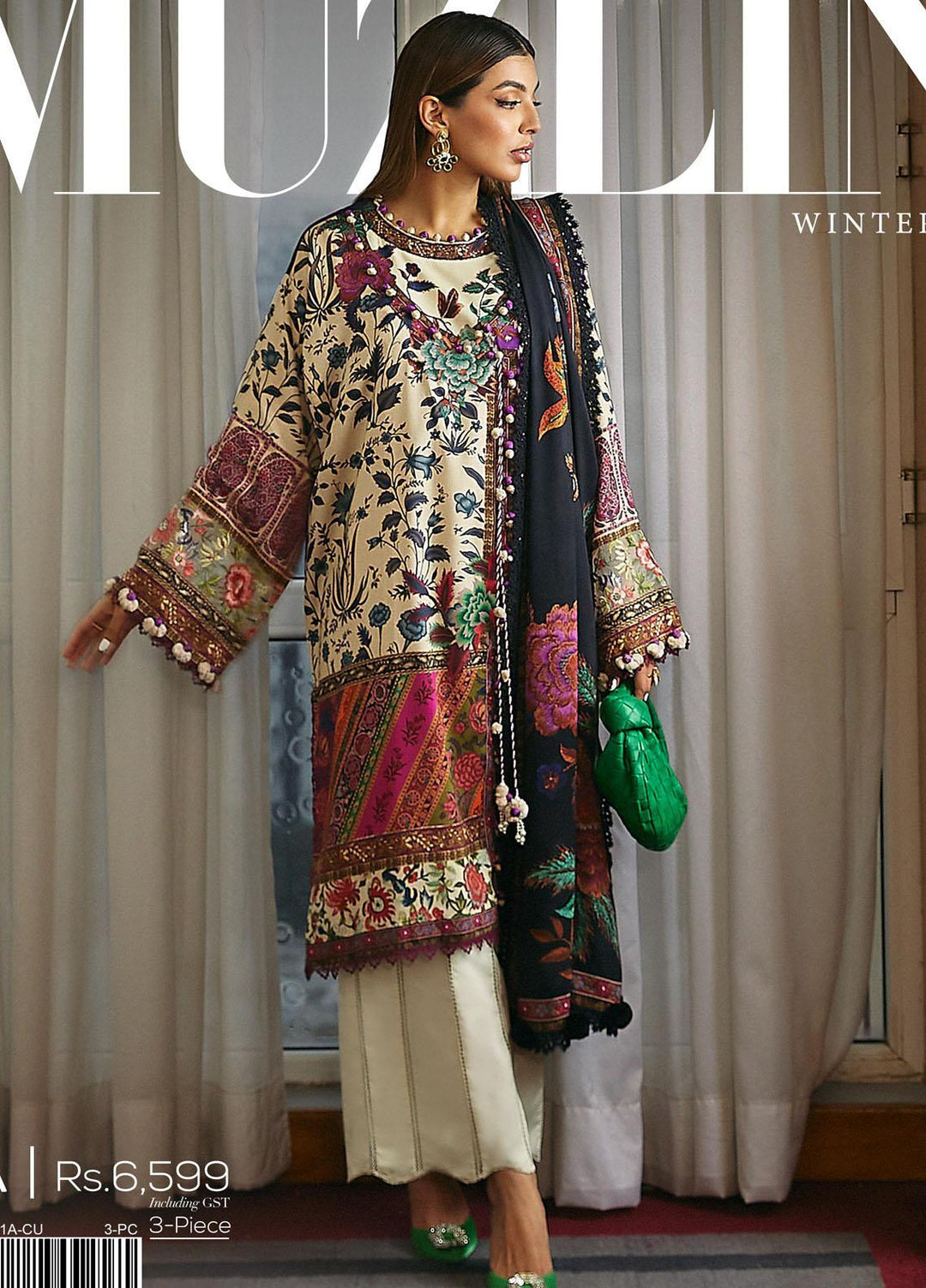 Muzlin By Sana Safinaz Embroidered Linen Suits Unstitched 3 Piece SS23MZ-V3 1A - Winter Collection