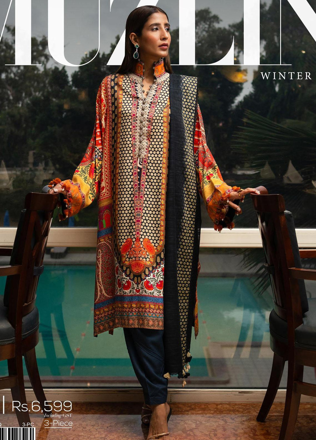 Muzlin By Sana Safinaz Embroidered Linen Suits Unstitched 3 Piece SS23MZ-V3 8A - Winter Collection
