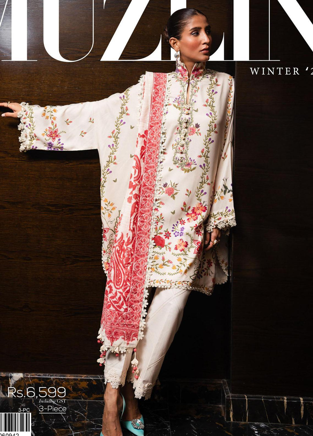 Muzlin By Sana Safinaz Embroidered Linen Suits Unstitched 3 Piece SS23MZ-V3 9B - Winter Collection