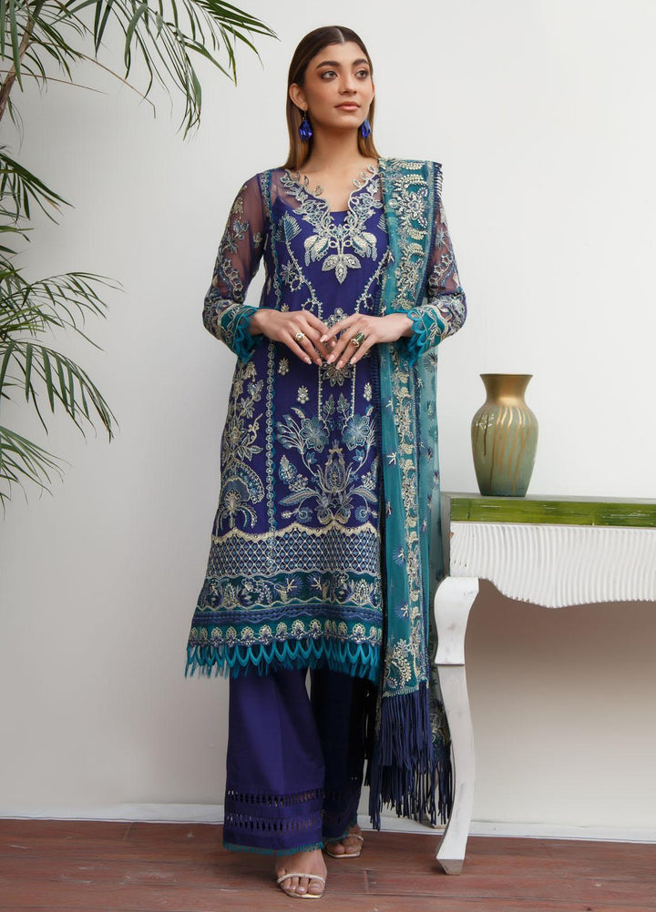 Myra By Suveez Embroidered Net Suits Unstitched 3 Piece SZ22MR Mist - Premium Collection