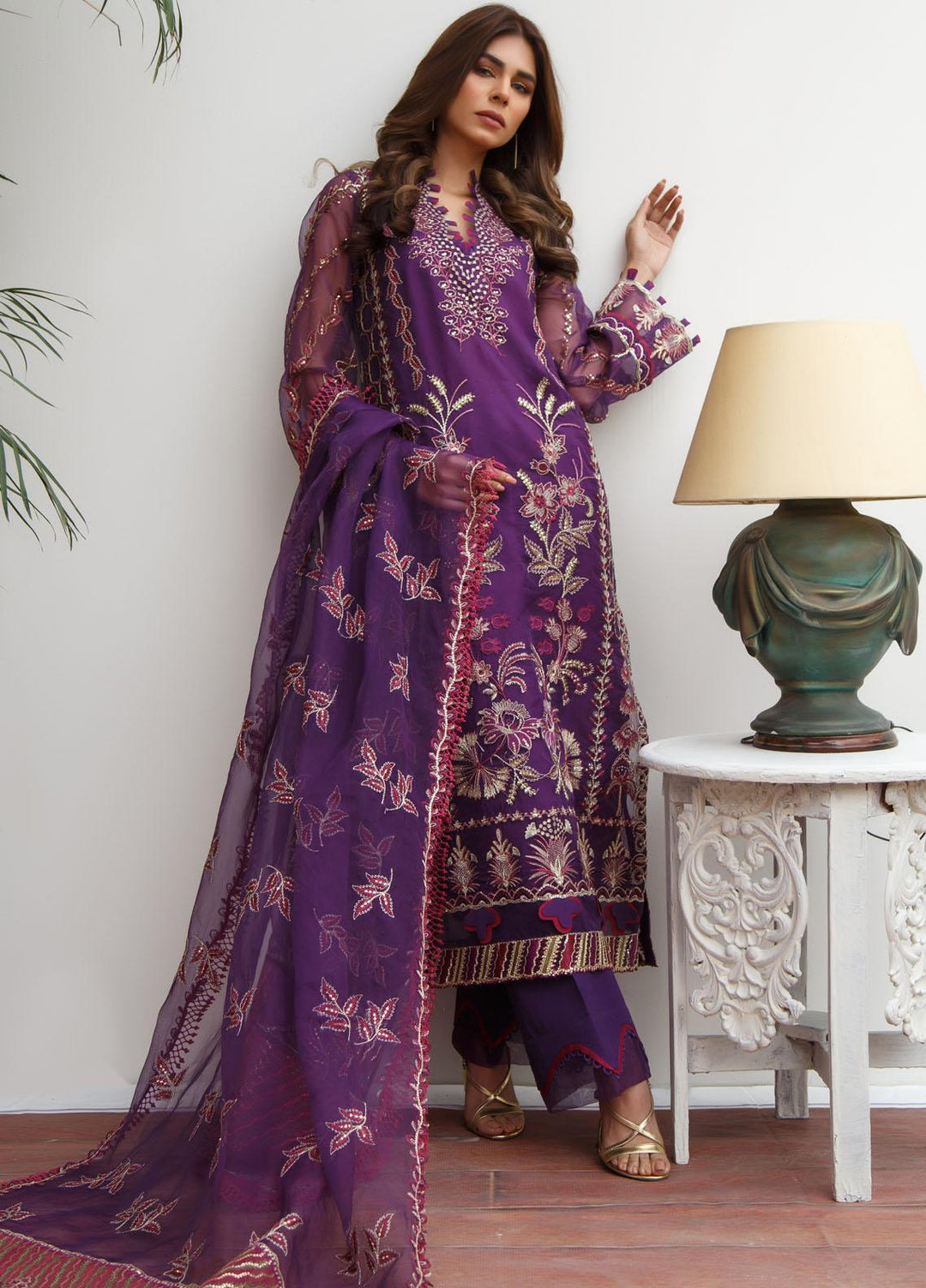 Myra By Suveez Embroidered Organza Suits Unstitched 3 Piece SZ22MR Dazzle - Premium Collection