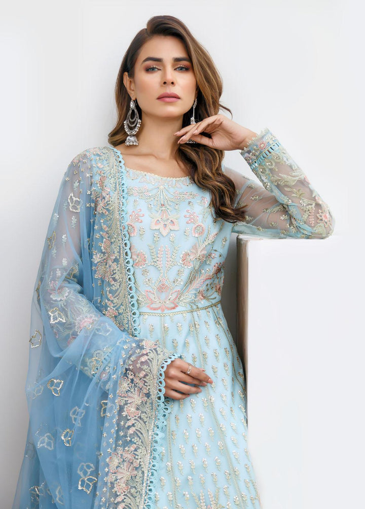 Myra By Suveez Embroidered Net Suits Unstitched 3 Piece SZ22MR Rogue - Premium Collection