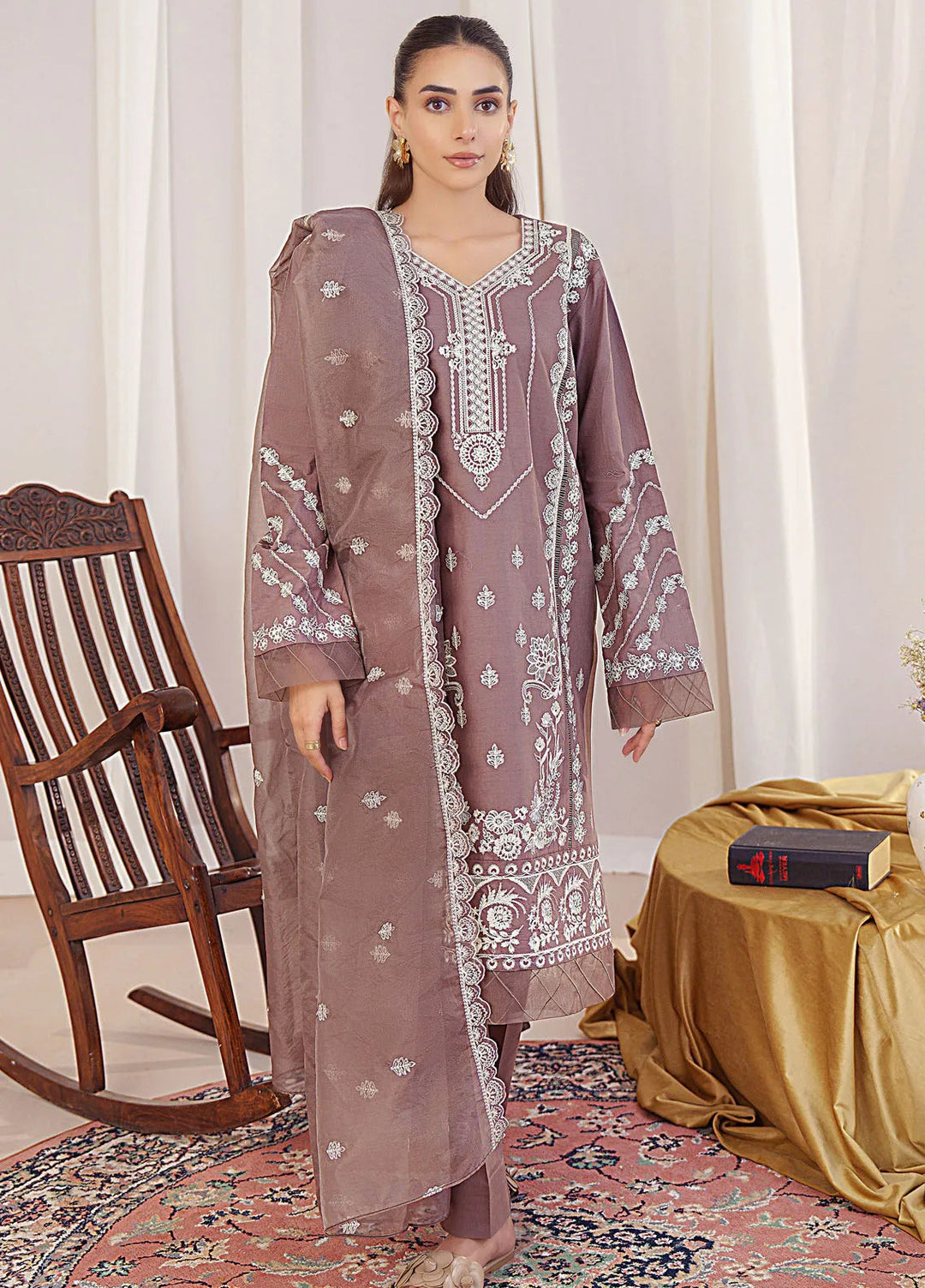 Mystic Motifs By Hana Pret Embroidered Cotton 3 Piece Suit Derya
