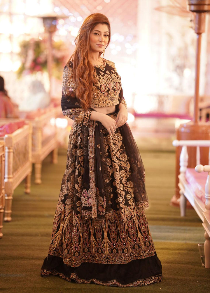 Maria Osama Khan Luxury Pret  Net 3 Piece MOK22MYT MELANIE (Black)