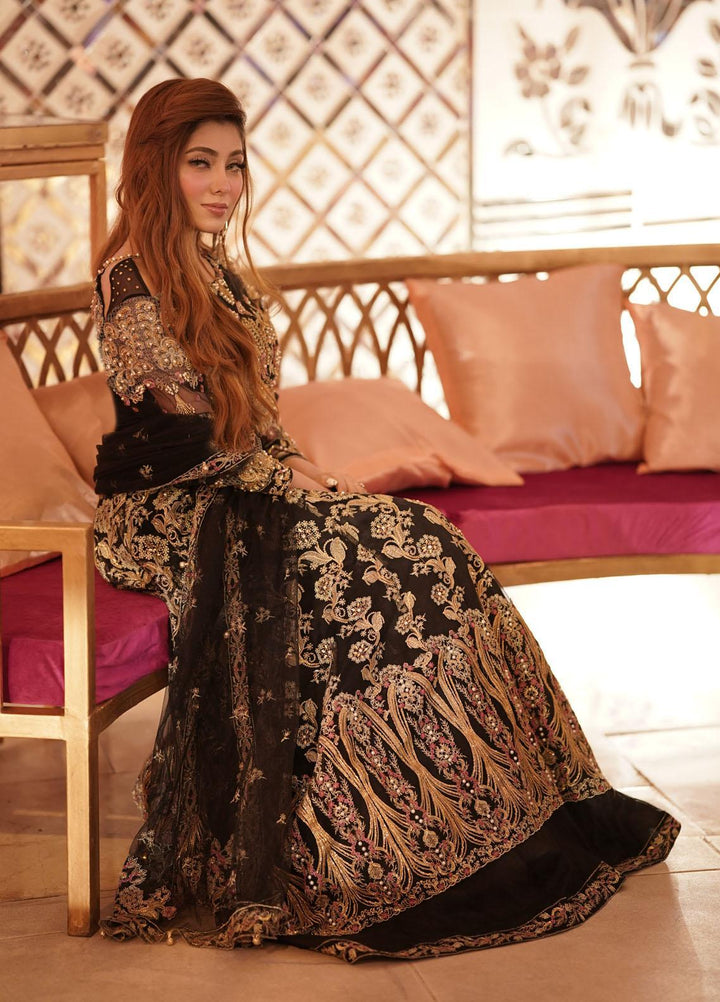 Maria Osama Khan Luxury Pret  Net 3 Piece MOK22MYT MELANIE (Black)