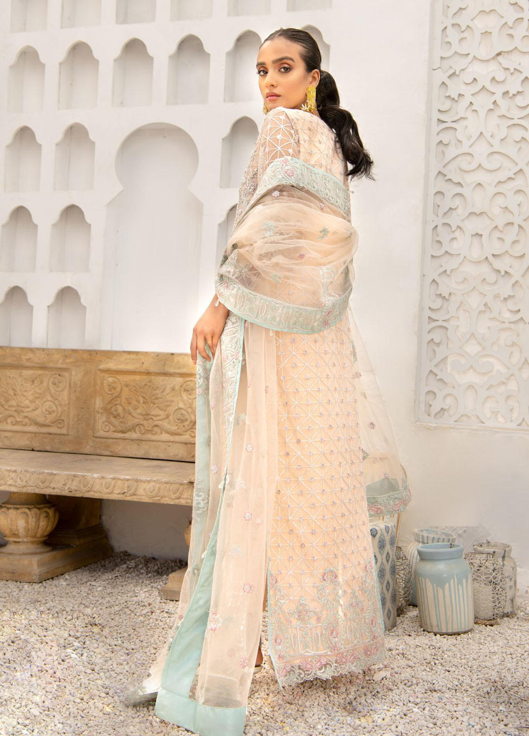 Maria Osama Khan Luxury Pret  Net 3 Piece MOK22MYT MONIQUE