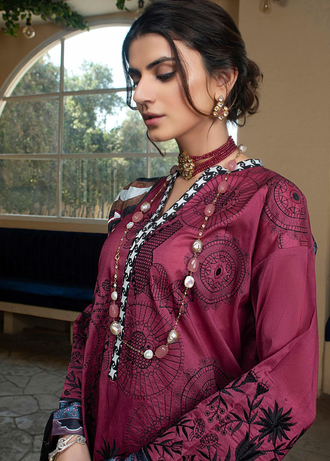 Chandelier By Mystique Embroidered Lawn Suits Unstitched 3 Piece MYS22C FC-07 - Festive Collection
