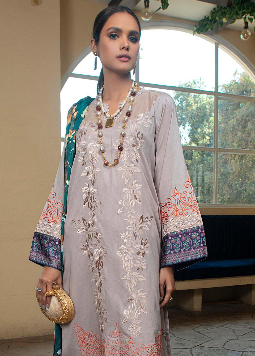 Chandelier By Mystique Embroidered Lawn Suits Unstitched 3 Piece MYS22C FC-10 - Festive Collection