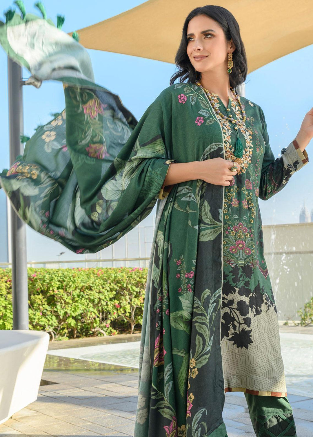 Mystique Embroidered Leather Wool Suits Unstitched 3 Piece MYS21W LW-06 - Winter Collection