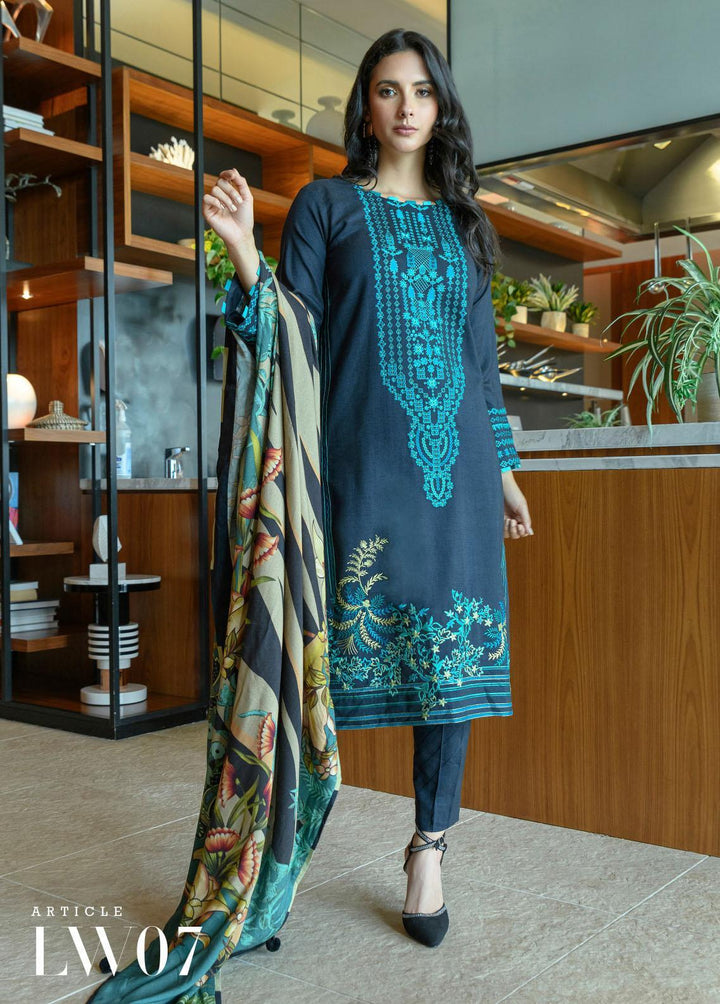 Mystique Embroidered Leather Wool Suits Unstitched 3 Piece MYS21W LW-07 - Winter Collection