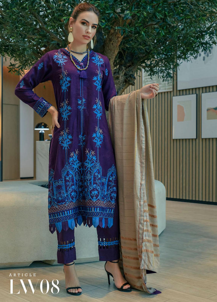 Mystique Embroidered Leather Wool Suits Unstitched 3 Piece MYS21W LW-08 - Winter Collection