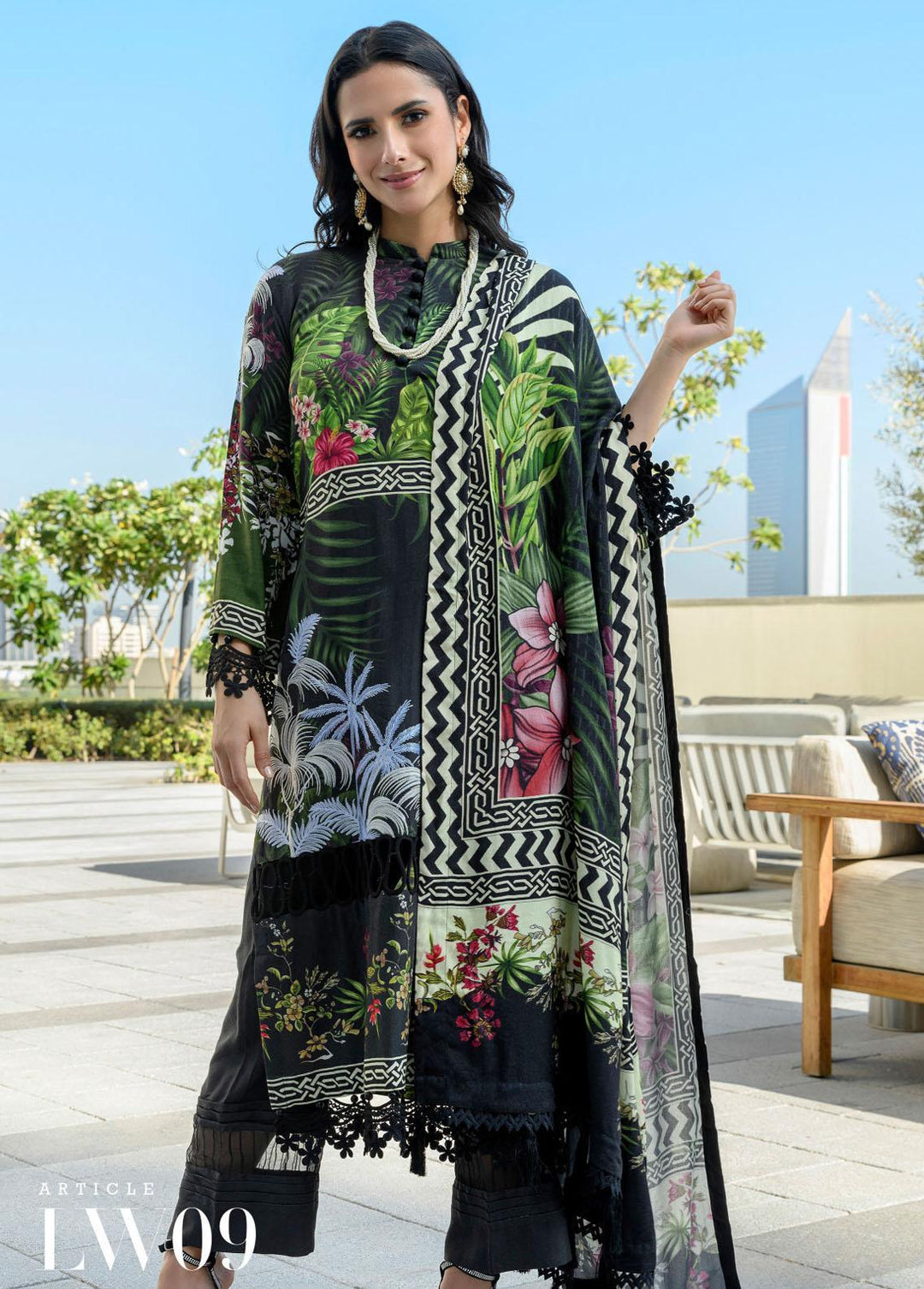 Mystique Embroidered Leather Wool Suits Unstitched 3 Piece MYS21W LW-09 - Winter Collection