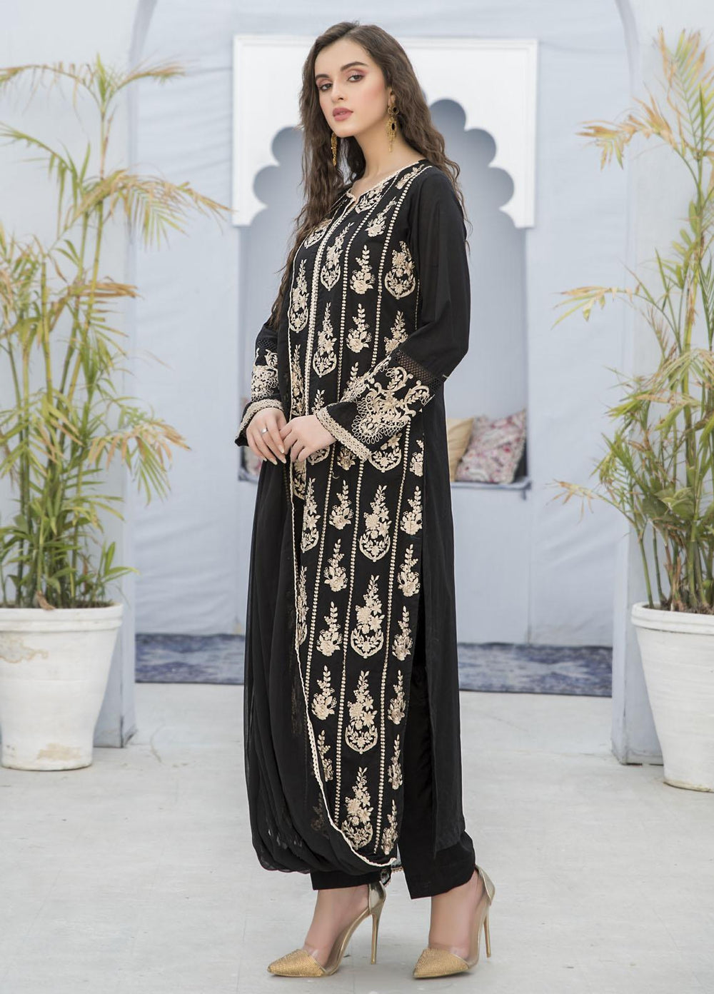 Naayas Luxury Pret  Lawn Shirt Ilo black