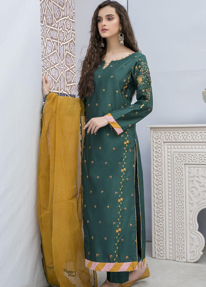 Naayas Luxury Pret  Cotton Net 2 Piece Lemon Green