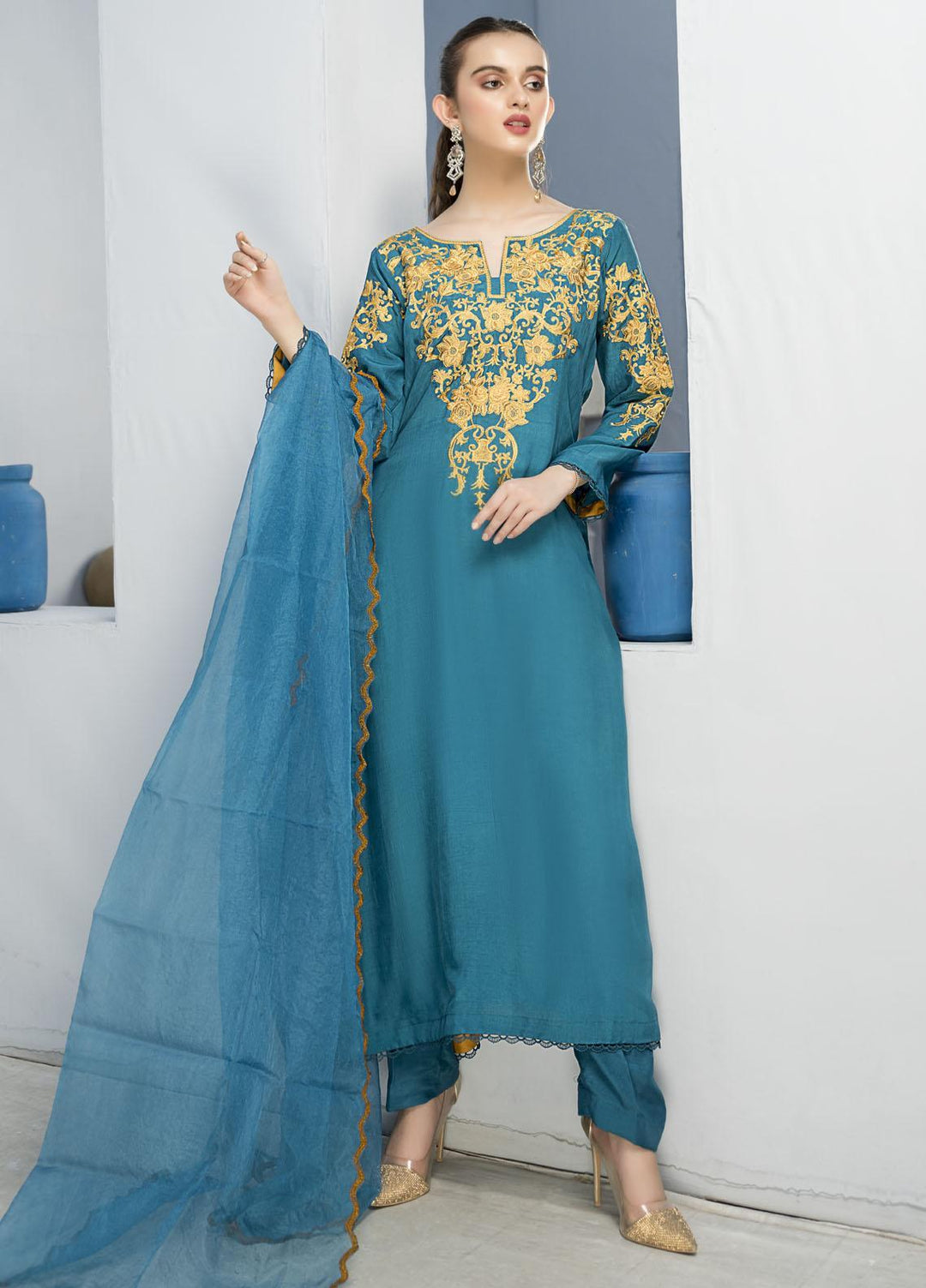 Naayas Luxury Pret  Silk 2 Piece Dusty blue