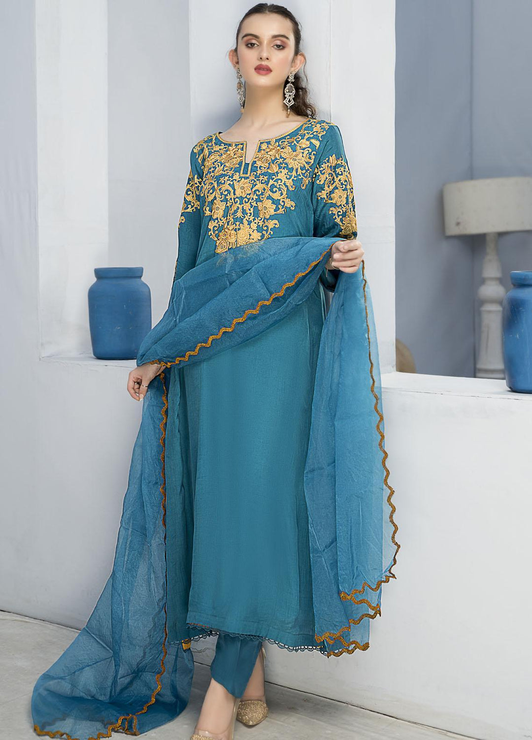 Naayas Luxury Pret  Silk 2 Piece Dusty blue