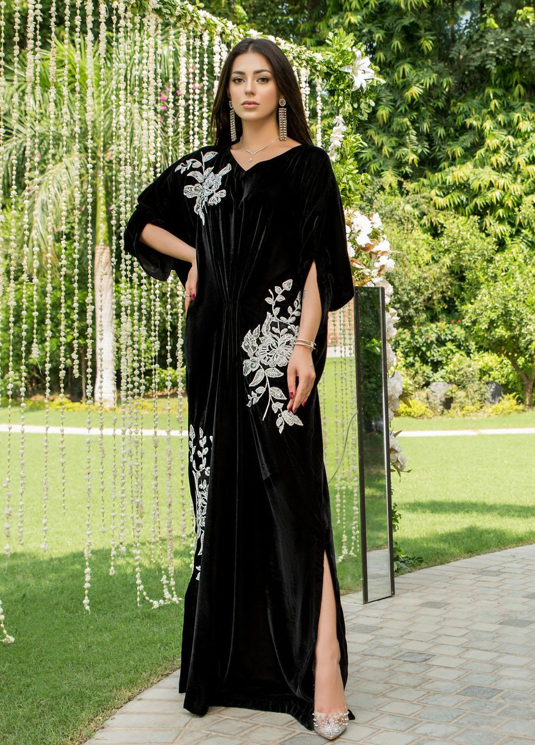 Naayas Luxury Pret  Velvet Kaftan NA22ELV Black Moose