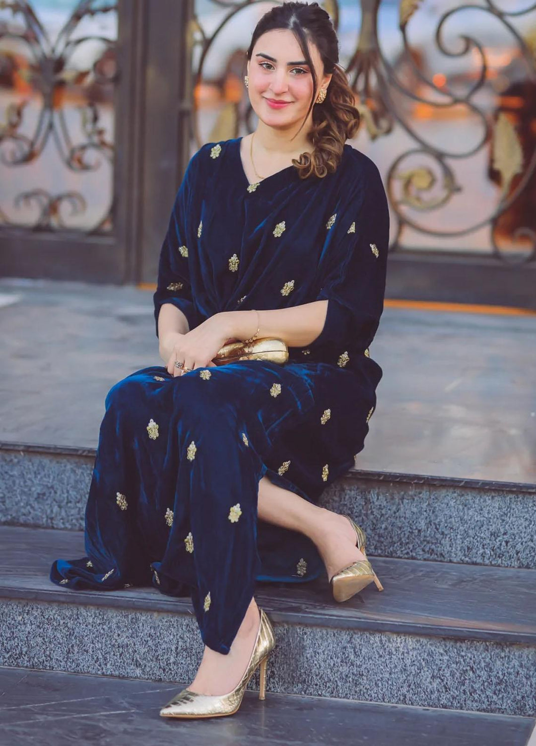 Naayas Pret  Velvet Kaftan NA22ELV TEAL MOOSE