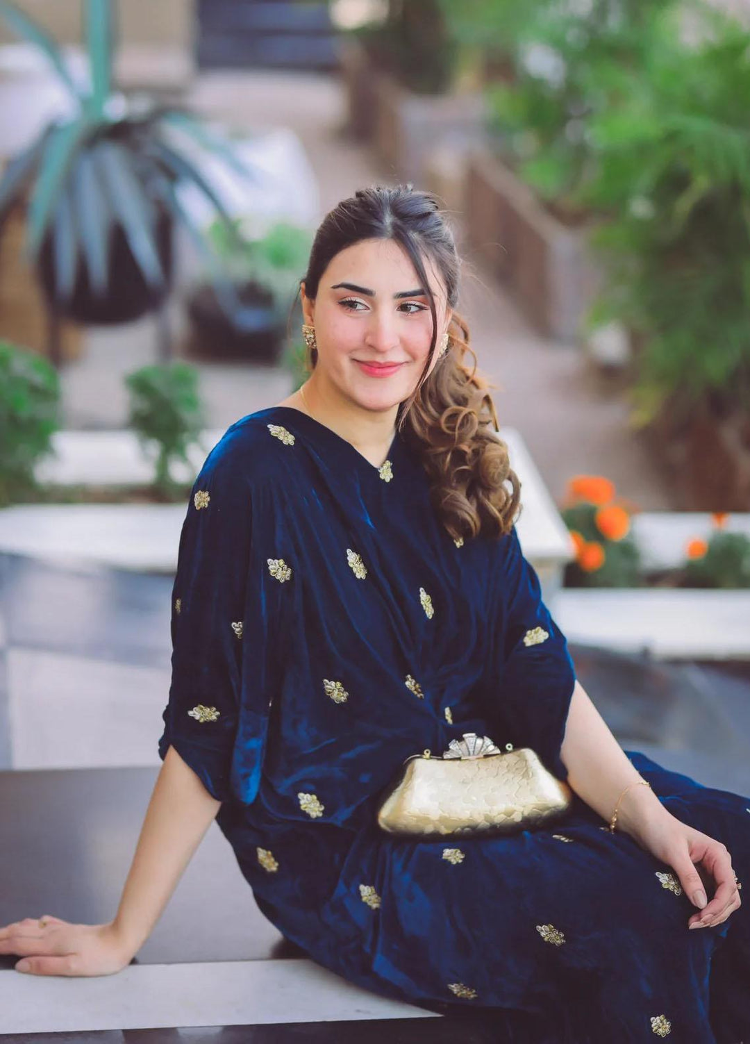 Naayas Pret  Velvet Kaftan NA22ELV TEAL MOOSE