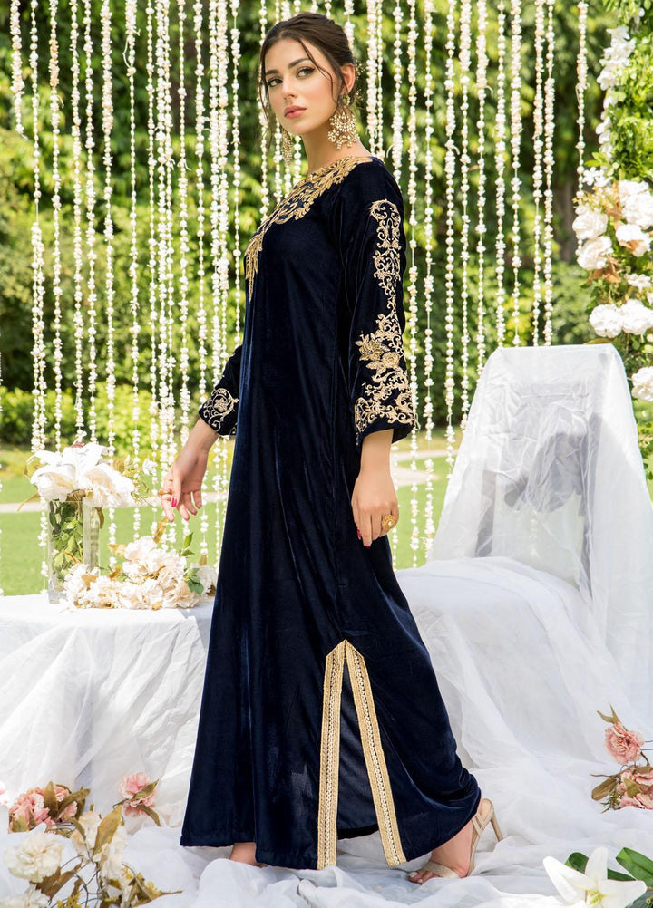 Naayas Luxury Pret  Velvet Kaftan NA22ELV Sparkley Blue