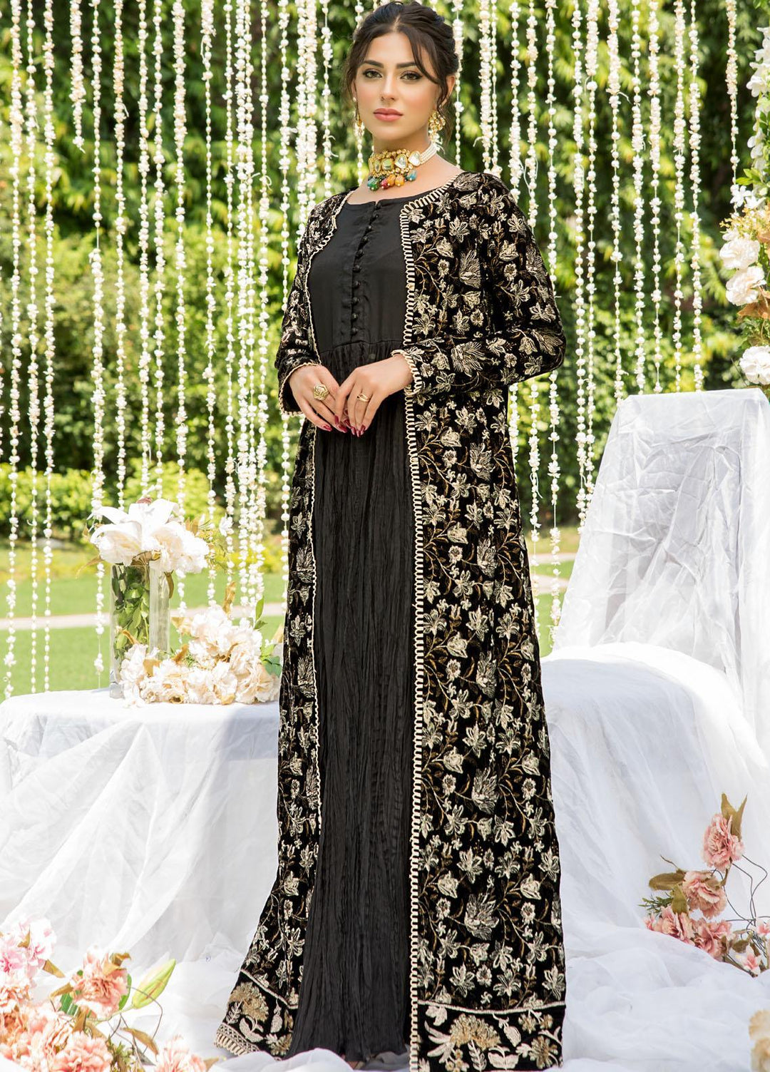 Naayas Luxury Pret  Velvet Jacket NA22ELV Black Daimond