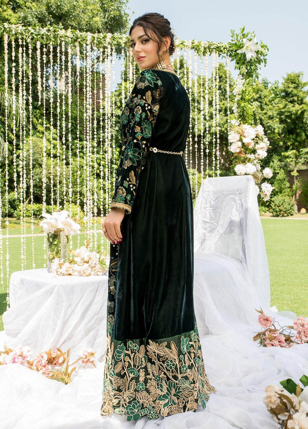 Naayas Luxury Pret  Velvet Jacket NA22ELV Emerald