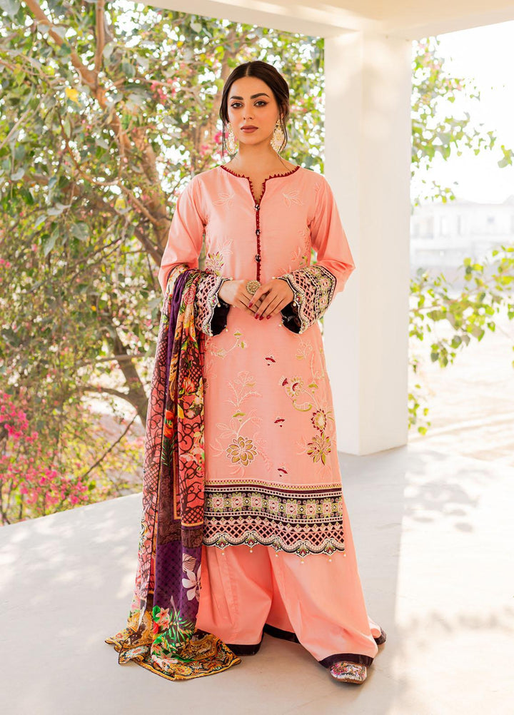 Naayas Embroidered Lawn Suits Unstitched 3 Piece NA23SL Pink Villa - Summer Collection